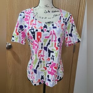 St. John Sport Scattered Letter Print Colorful T-shirt